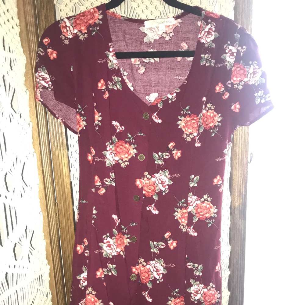 90’s Style Floral Button Down Dress